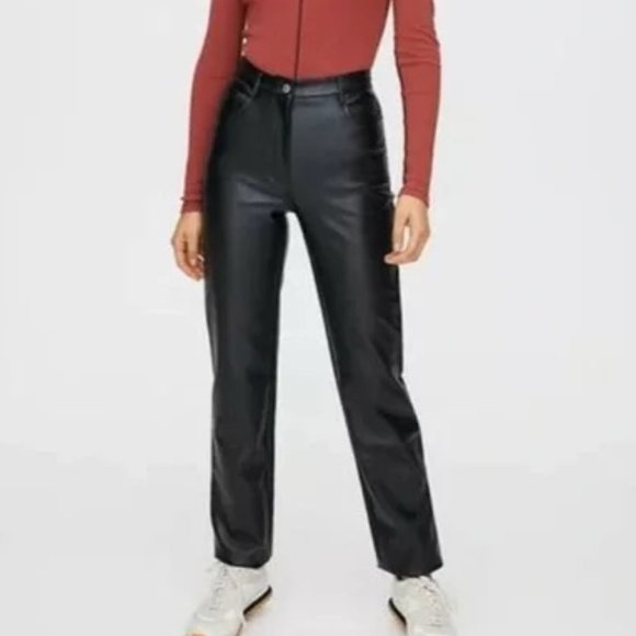 Aritzia Pants - Aritzia Wilifred Vegan Leather Melina Pant High Waist Biker Celeb Goth Mobwife-0